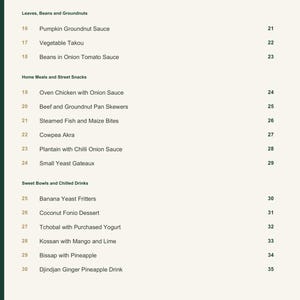 Actual PDF page 4 from A Taste of Guinea: Contents, page 2.