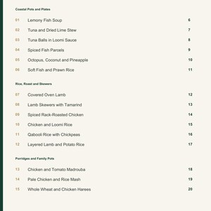 Actual PDF page 3 from A Taste of Oman: Contents, page 1.