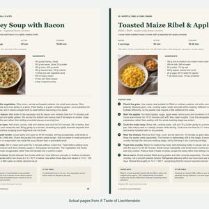 Two actual recipe pages from A Taste of Liechtenstein.