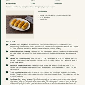 Actual PDF page 13 from A Taste of Cameroon: Oven-Roasted Maize Cobs recipe page.