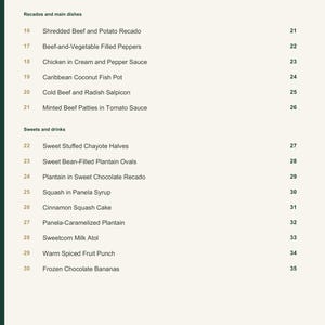 Actual PDF page 4 from A Taste of Guatemala: Contents, page 2.
