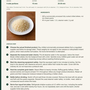 Actual PDF page 6 from A Taste of Cote d'Ivoire: Steamed Purchased Attieke recipe page.