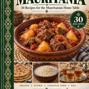 Actual cover of the A Taste of Mauritania PDF cookbook.