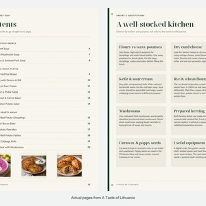 Actual contents and kitchen-notes pages from A Taste of Lithuania.