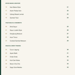 Actual PDF page 4 from A Taste of Malaysia: Contents, page 2.