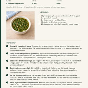 Actual PDF page 6 from A Taste of Argentina: Fresh Parsley Chimichurri recipe page.