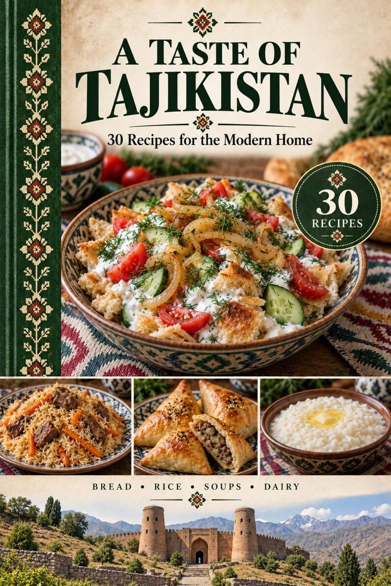 Actual cover of the A Taste of Tajikistan PDF cookbook.