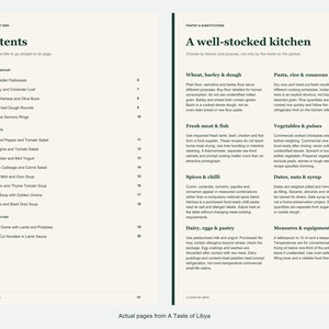 Actual contents and kitchen-notes pages from A Taste of Libya.