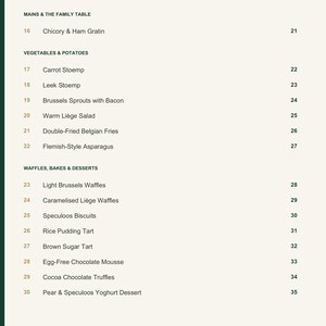 Actual PDF page 4 from A Taste of Belgium: Contents, page 2.