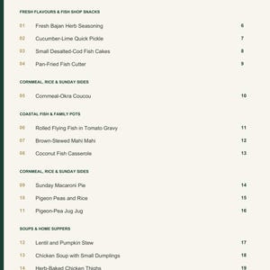 Actual PDF page 3 from A Taste of Barbados: Contents, page 1.