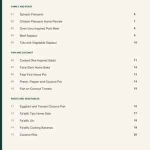 Actual PDF page 3 from A Taste of Samoa: Contents, page 1.