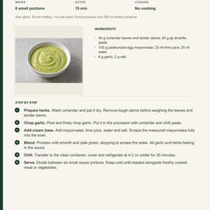 Actual PDF page 6 from A Taste of Peru: Coriander and Chilli Cream recipe page.