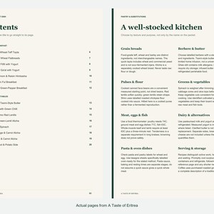 Actual contents and kitchen-notes pages from A Taste of Eritrea.