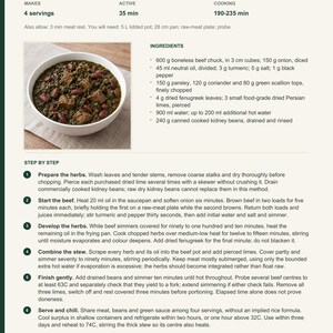 Actual PDF page 6 from A Taste of Iran: Beef, Herb and Kidney-Bean Stew recipe page.