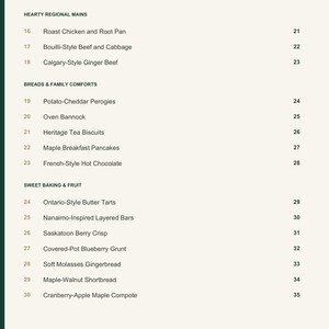 Actual PDF page 4 from A Taste of Canada: Contents, page 2.