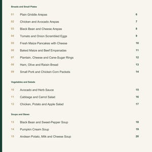 Actual PDF page 3 from A Taste of Venezuela: Contents, page 1.