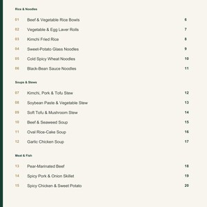 Actual PDF page 3 from A Taste of South Korea: Contents, page 1.