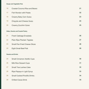 Actual PDF page 4 from A Taste of Nicaragua: Contents, page 2.