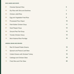 Actual PDF page 3 from A Taste of Liberia: Contents, page 1.