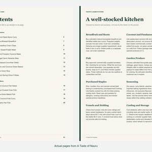 Actual contents and kitchen-notes pages from A Taste of Nauru.