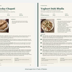 Two actual recipe pages from A Taste of Pakistan.