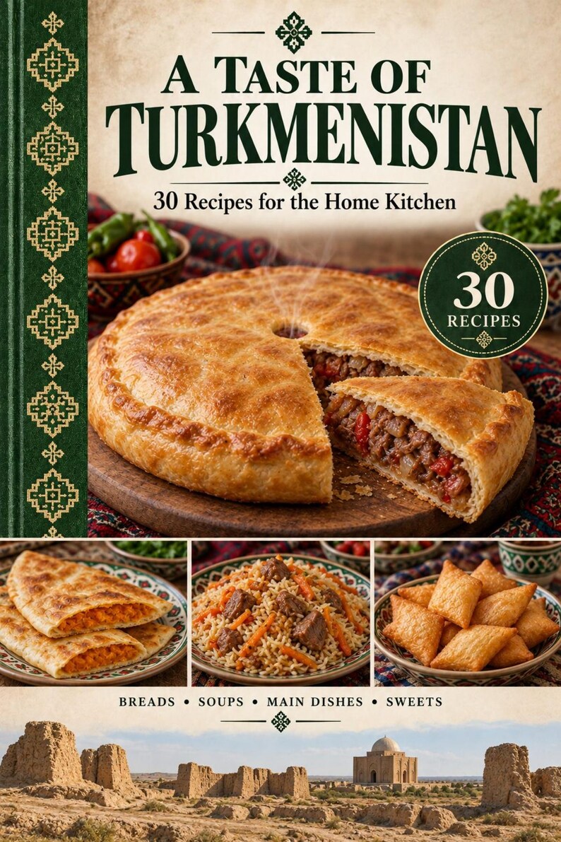 Actual cover of the A Taste of Turkmenistan PDF cookbook.
