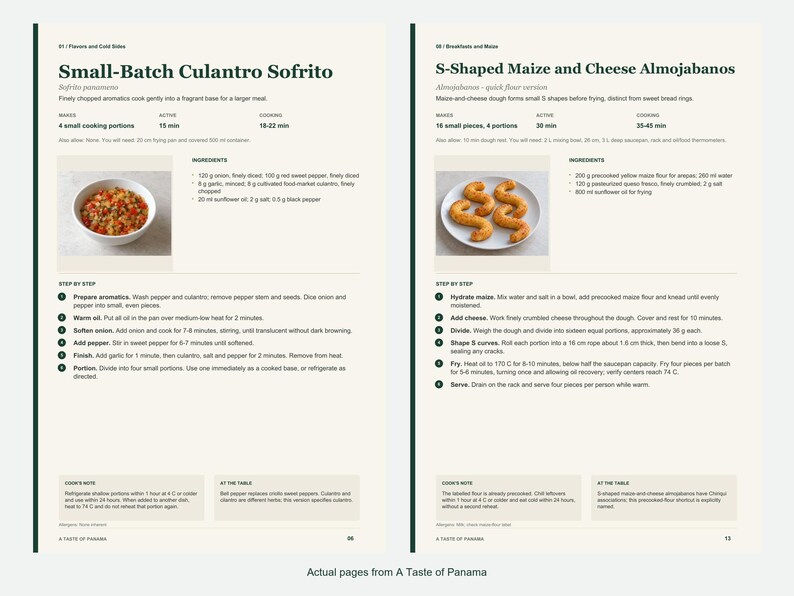 Two actual recipe pages from A Taste of Panama.