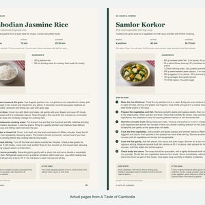 Two actual recipe pages from A Taste of Cambodia.
