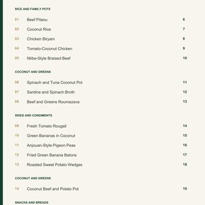 Actual PDF page 3 from A Taste of Comoros: Contents, page 1.