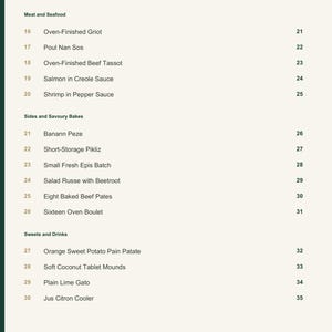 Actual PDF page 4 from A Taste of Haiti: Contents, page 2.