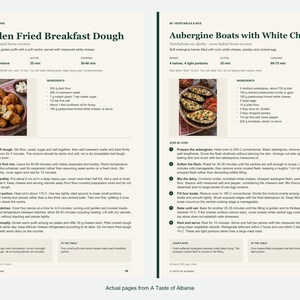 Two actual recipe pages from A Taste of Albania.