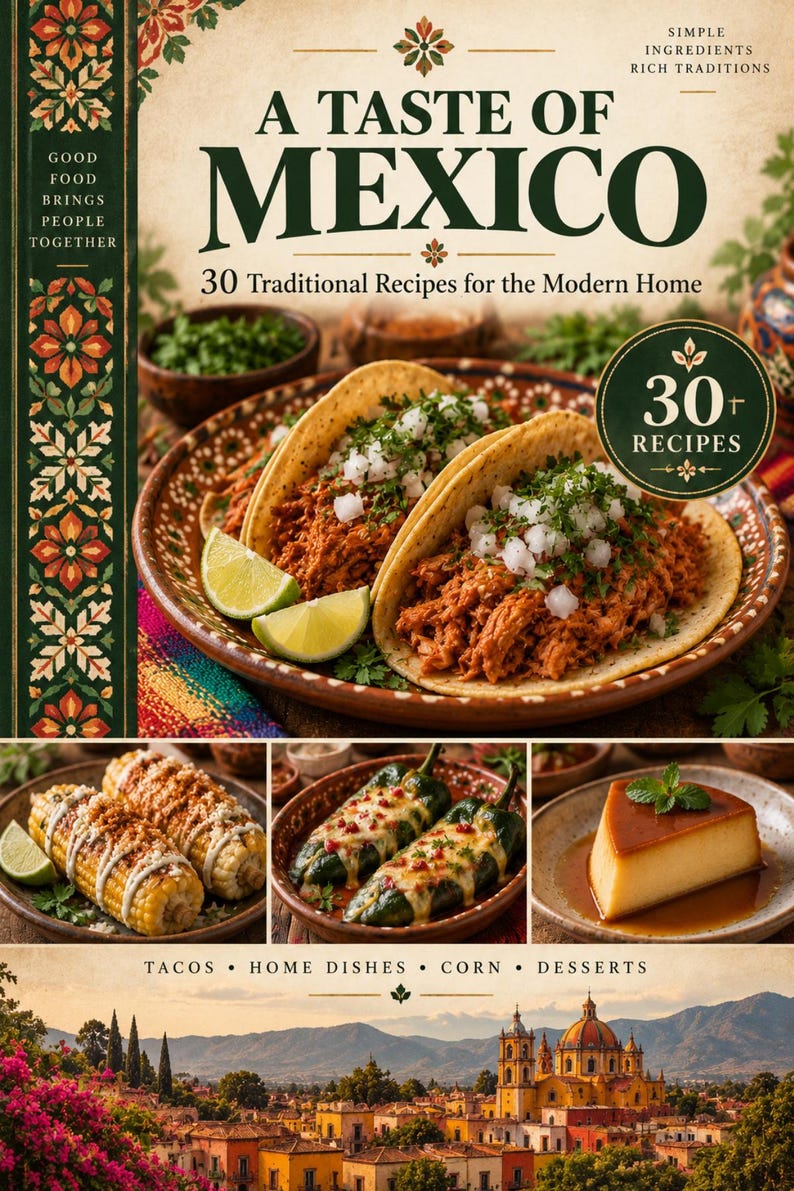 Actual cover of the A Taste of Mexico PDF cookbook.
