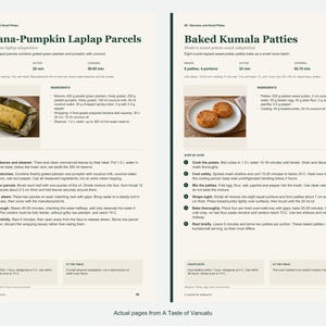 Two actual recipe pages from A Taste of Vanuatu.