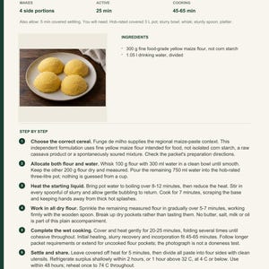 Actual PDF page 6 from A Taste of Angola: Yellow-Maize Funge recipe page.