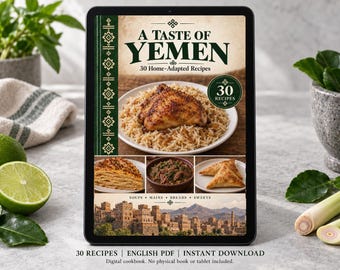 Yemen Cookbook PDF - 30 Recipes, English Digital Download