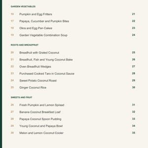 Actual PDF page 4 from A Taste of Kiribati: Contents, page 2.