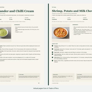 Two actual recipe pages from A Taste of Peru.