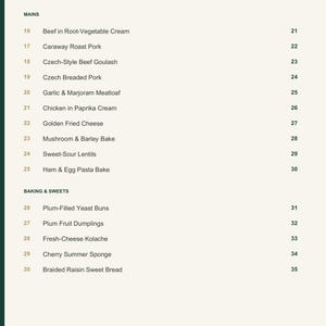 Actual PDF page 4 from A Taste of Czechia: Contents, page 2.