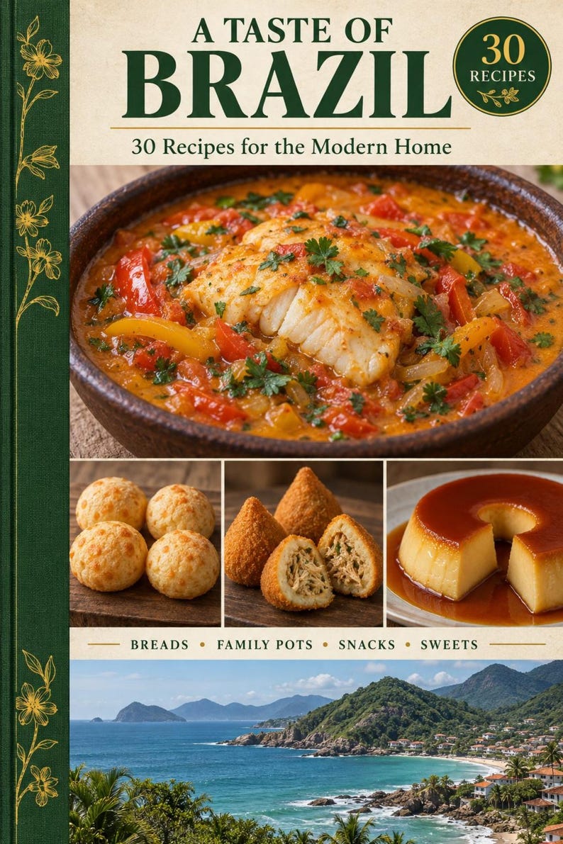 Actual cover of the A Taste of Brazil PDF cookbook.