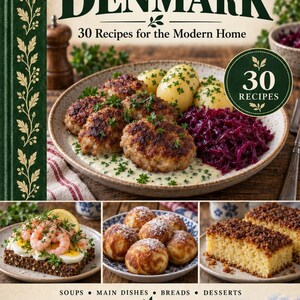 Actual cover of the A Taste of Denmark PDF cookbook.