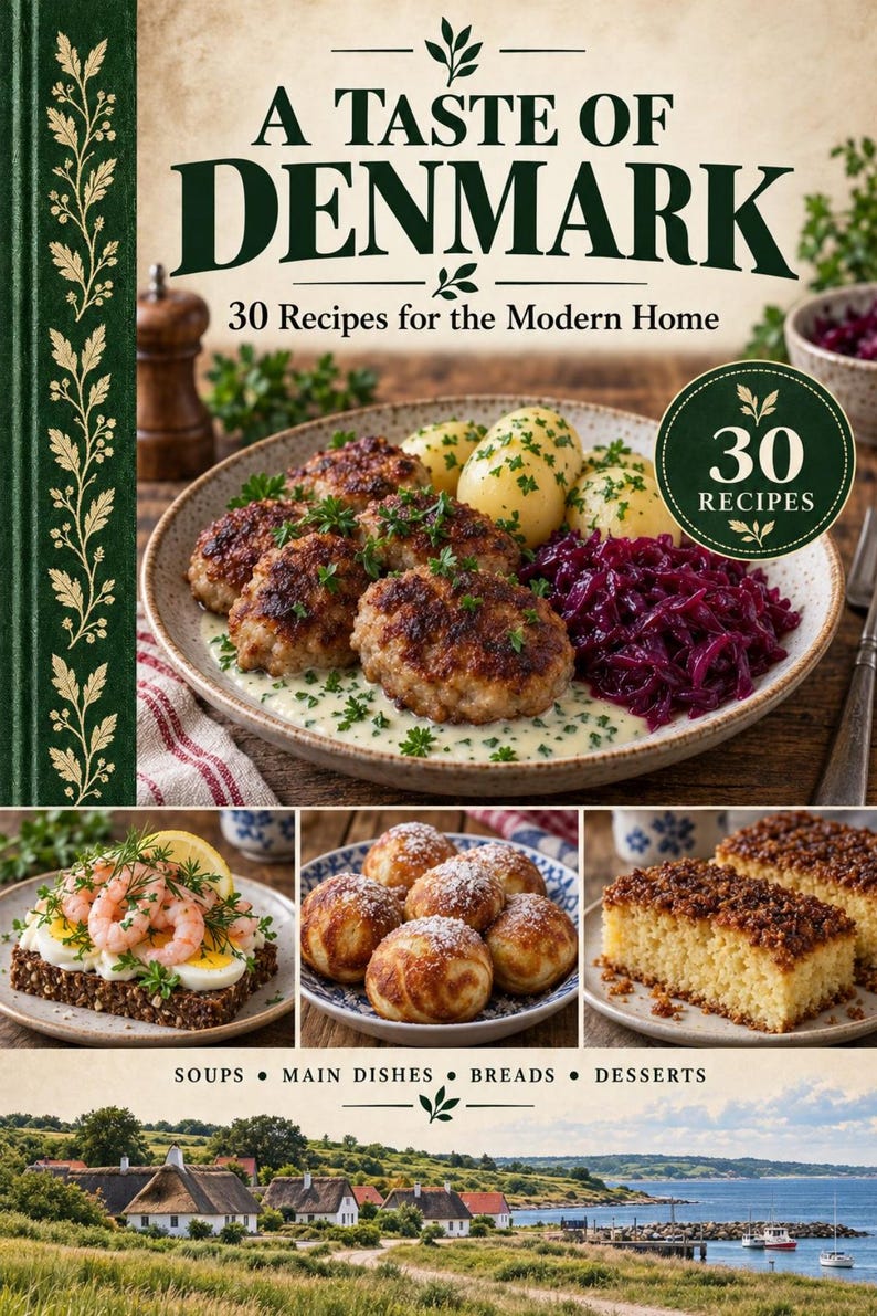 Actual cover of the A Taste of Denmark PDF cookbook.