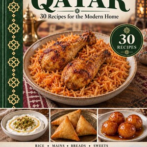 Actual cover of the A Taste of Qatar PDF cookbook.