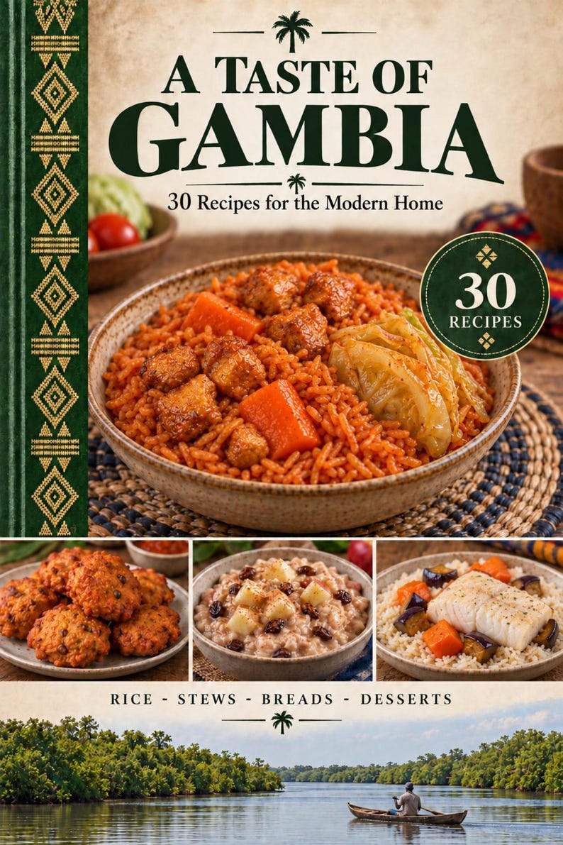 Actual cover of the A Taste of Gambia PDF cookbook.