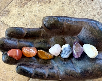 7 Chakra Stone Set: Come w/ Instruction's and Burlap Bag, Healing Crystals for Grounding & Balancing