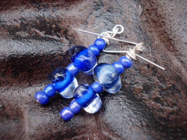 Lampwork Glass Earrings, Cobalt Blue Earrings, Dangle Earrings, Drop Earrings, Statement Earrings, Beaded Dangle Earrings, Boho Earrings image 5