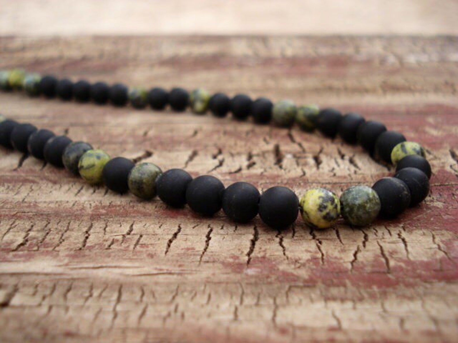 Mens Black Beaded Necklace Mens Beaded Necklace Mens Onyx Etsy