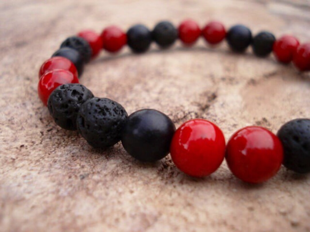 Mens Lava Bracelet, Essential Oil Bracelet, Black Bracelet, Women's