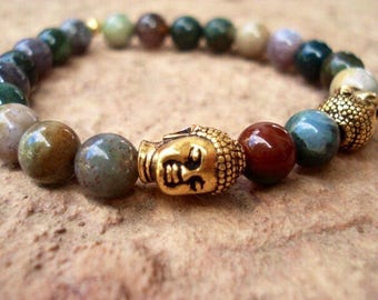 Buddha Bracelet, Buddha Bead Bracelet, Mens Beaded Bracelet, Mala Bracelet, Zen Jewelry, Bracelet For Women, Fancy Jasper Bracelet