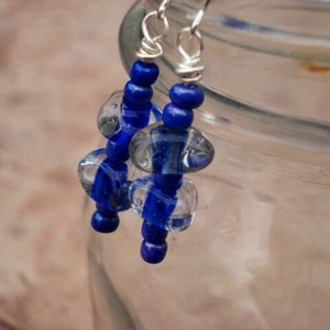 Lampwork Glass Earrings, Cobalt Blue Earrings, Dangle Earrings, Drop Earrings, Statement Earrings, Beaded Dangle Earrings, Boho Earrings image 1