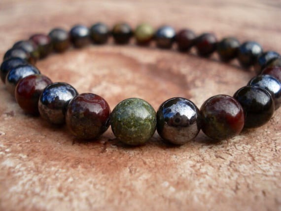 Blue Tiger Eye Bracelet Dragon Blood Jasper Bracelet Etsy